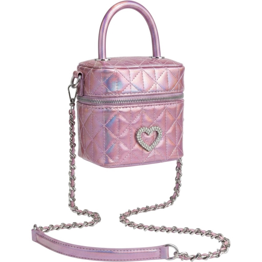 Aldo Barbie Crossbody Bag Pink Iridescent RhinestoneChain strap Limited Edition